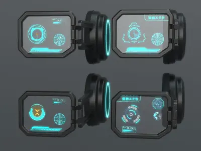 Sci fi and military monocle glasses goggles 3D model