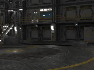 SciFi Base and jet 3D model
