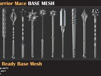 50 Warrior Mace Base Mesh - VOL 02 - Game Ready Low-poly 3D model