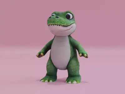 Alligator Character A-pose Crocodile Free low-poly 3D model