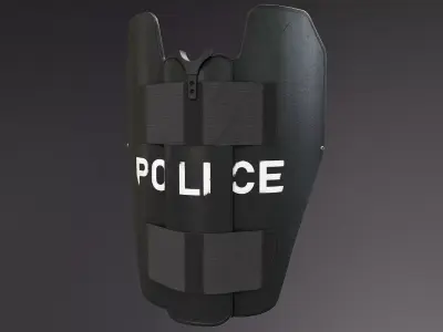 Foldable Butterfly Bulletproof Shield Low-poly 3D model