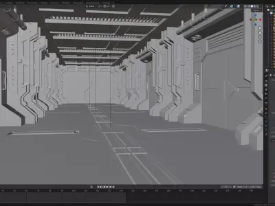 Bright Sci-Fi Corridor 3D model