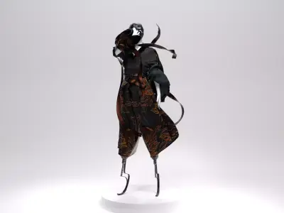 Kimono Woman Low-poly 3D model