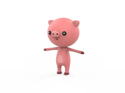 Stylized Character 001 Pig  Low-poly 3D model