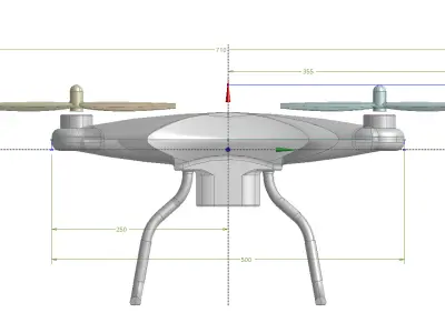 DJI PhanTom 3 solid CAD for CFD 3D model