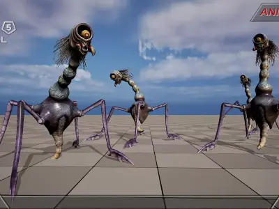 Alien fantasy creature 03 Low-poly 3D model