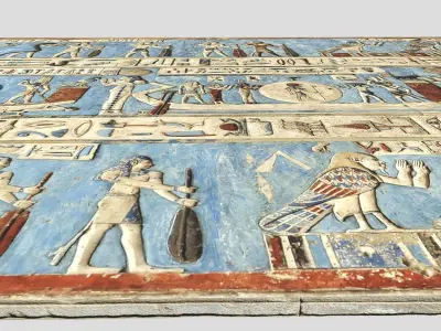 Relief of ancient egypt-Dendera Low-poly 3D model