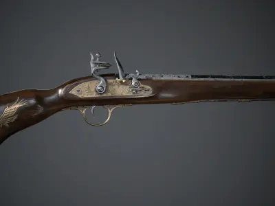 Spanish Flintlock Musketoon - model and textures Low-poly 3D model