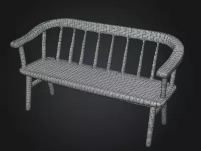 Stylized Wooden Bench 3D Model - Interior Furniture Asset Low-poly 3D model