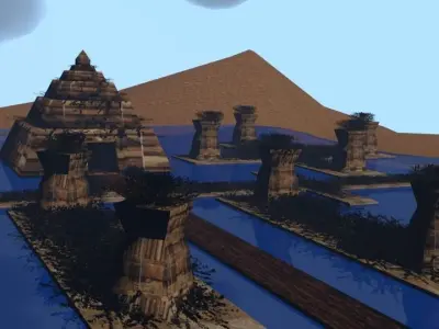 Ancient temple Low-poly 3D model