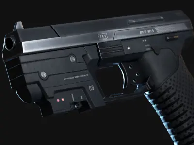 Handgun PBR gun Low-poly 3D model