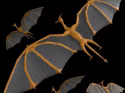 Pterosaur bat flying Low-poly 3D model