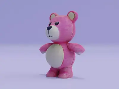 Teddy Bear Toy Plush Pink Free low-poly 3D model