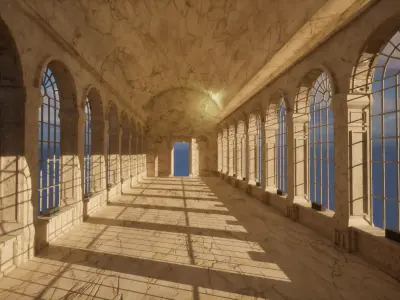 Marble corridor Low-poly 3D model