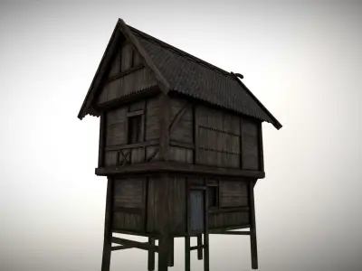 Medieval lake village - House 16 Low-poly 3D model