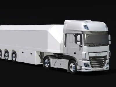 2018 DAF 106 XF EURO 6 4X2 Inloader Trailer Low-poly 3D model