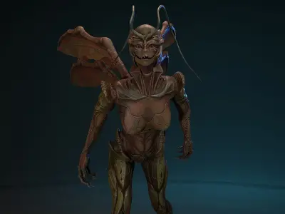 Insect girl Low-poly 3D model