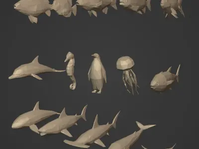 LowPoly Sea Animals Pack  V1 Low-poly 3D model