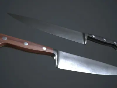 Kitchen Chef Knife PBR Game Ready Low-poly 3D model