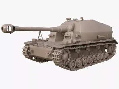 Tank K18 Auf Panzer Clay Mental Ray 3D model