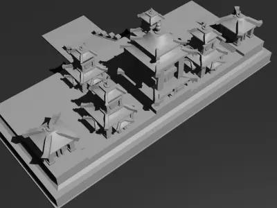 Low Poly Castle 3 chinese temple Low-poly 3D model