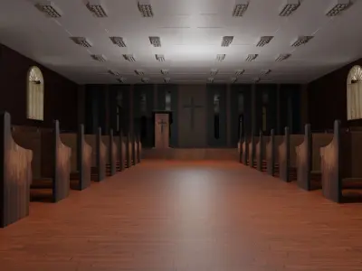 Church Interior Low-poly 3D model
