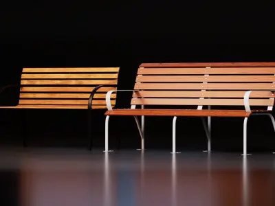 Modern Outdoor Wooden Bench Pack 3D model