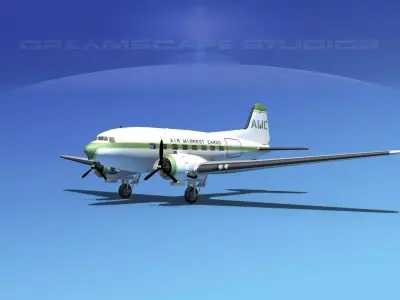 Douglas DC-3 AMC Cargo 3D model