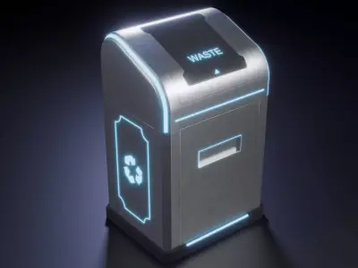 Sci-Fi Trashcan Low-poly 3D model