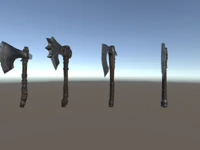 PBR Fantasy Weapons Hand Axes Low-poly 3D model