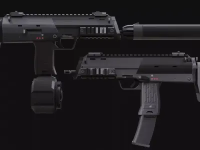 MP7 Sub-Machingun Low-poly 3D model