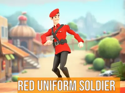 Red Uniform Soldier model pack Low-poly 3D model
