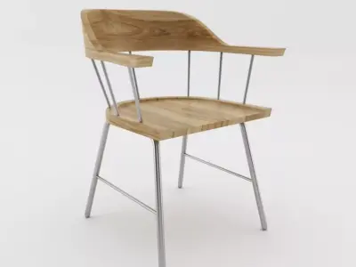 chair wooden with metal legs Free low-poly 3D model
