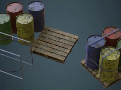 Barrel 1C Low-poly 3D model