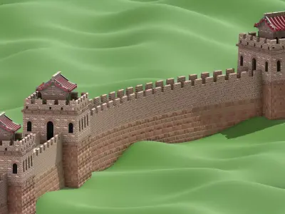 Great Wall Of China Low Poly Low-poly 3D model