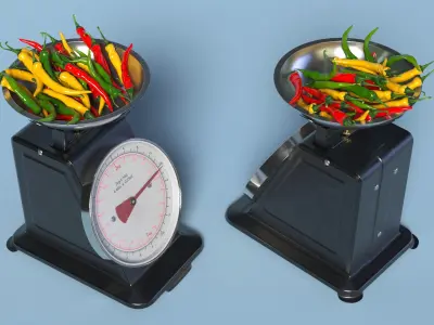 Analog Kitchen Scale with Chili Peppers Black 3D model