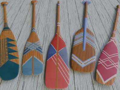 Oar decorative painted 3D model