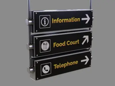 Airport Sign Board 005 Low-poly 3D model