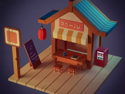 Sushi Shop Low-poly 3D model