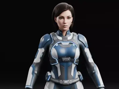 Sci Fi Female Pilot - Rigged Low-poly 3D model