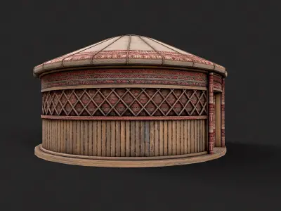 Mongolian Yurt and Interior 3 Low Poly PBR Low-poly 3D model