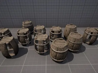 Pirate Barrels Low-poly 3D model
