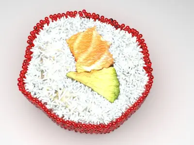 Sushi Roll With Red Caviars 3D model