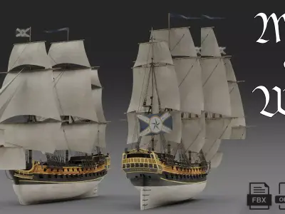18th Century Man of War Free 3D model