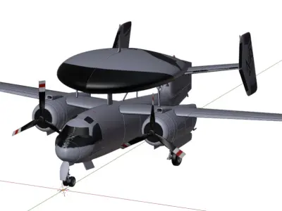 Grumman E-1 Tracer - THE WILLY FUDD -  Low-poly 3D model