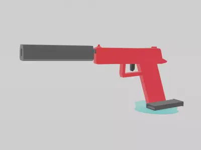 Pistol low poly gun Free low-poly 3D model