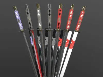 Ninjato PBR Free set Free low-poly 3D model