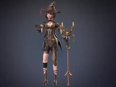 Fantasy Witch Girl Free 3D model