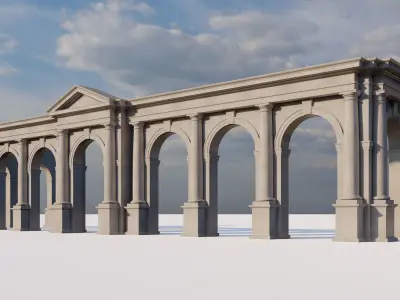 Arch in classical Tuscan order  with  columns on Vignola Arcade 3D model