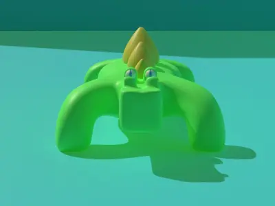 Cartoony Pastel Crocodile Low-poly 3D model